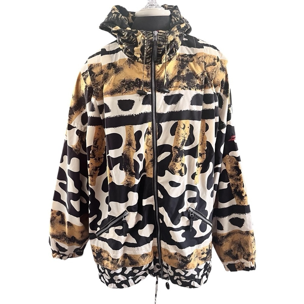 Vtg Obermeyer Gaper Day Women's Ski Jacket Abstract Animal Print Size 16